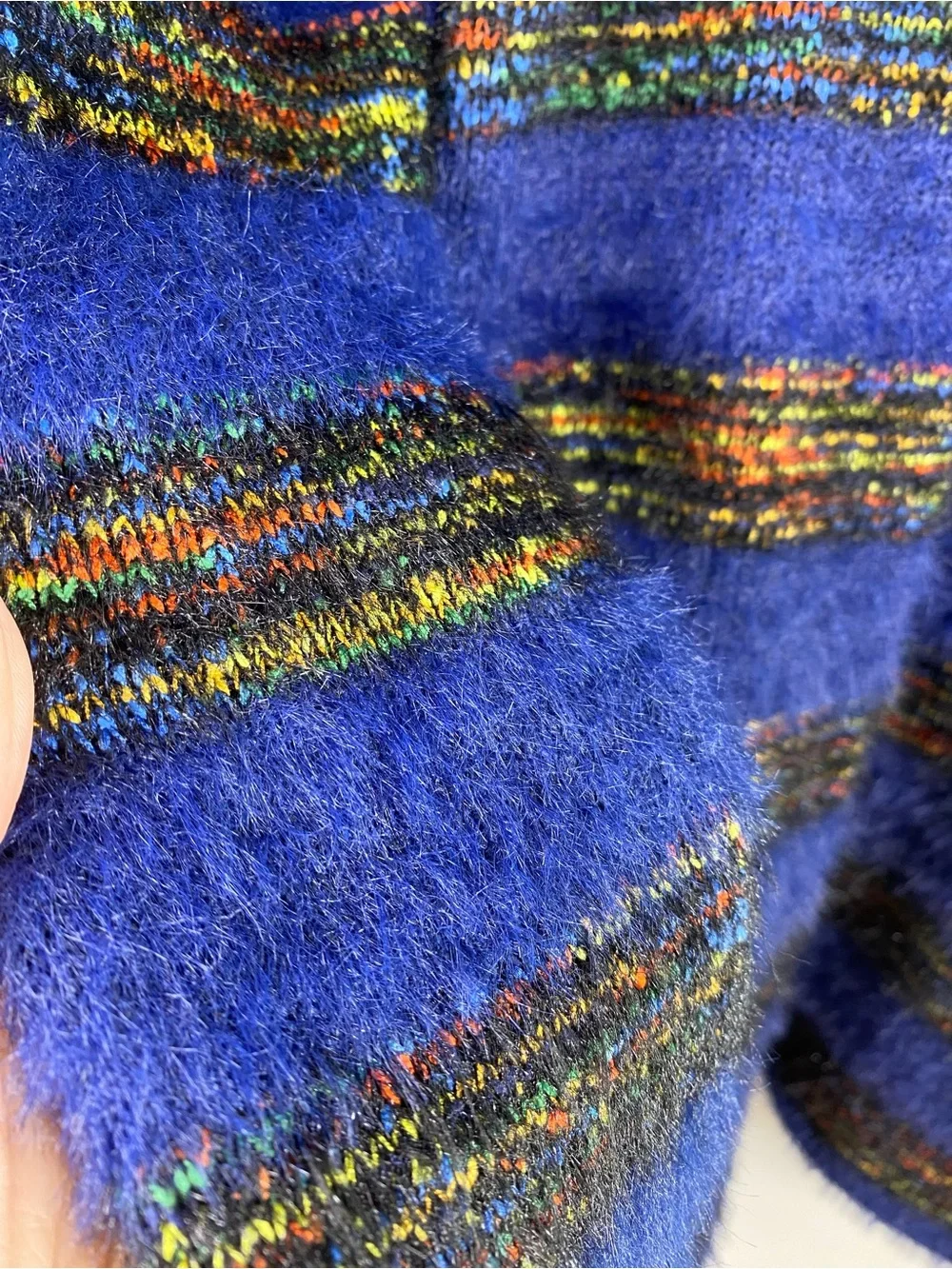 MODCLOTH Color &  Character Eyelash Open Front Striped Cardigan Sweater M